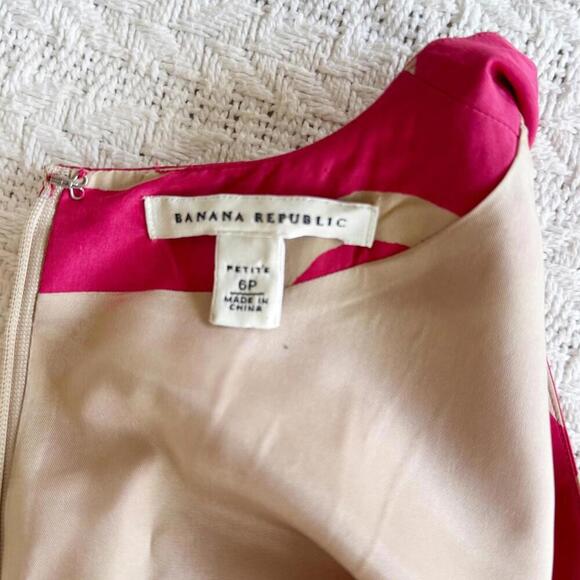 Banana Republic Pink Polka Dot Silk Dress - Size 6P - Picture 2 of 8